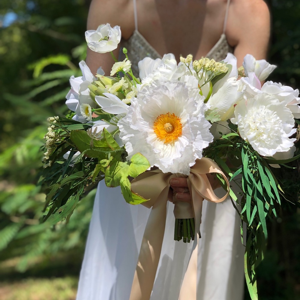 Wedding Bouquet, White Silk Artificial Bridal Bouquet Boutique